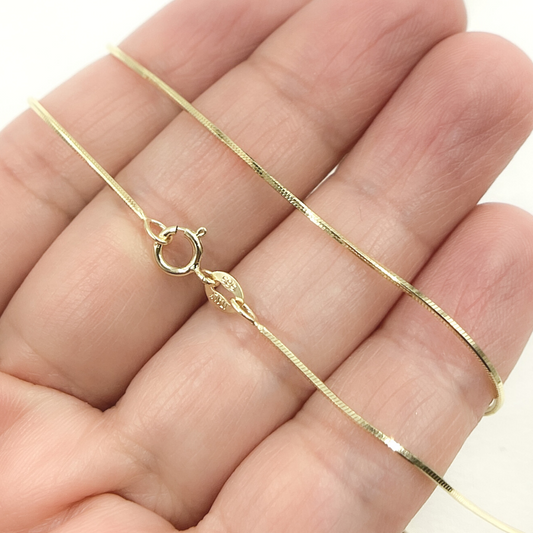 14K Solid Yellow Gold Snake Box Necklace