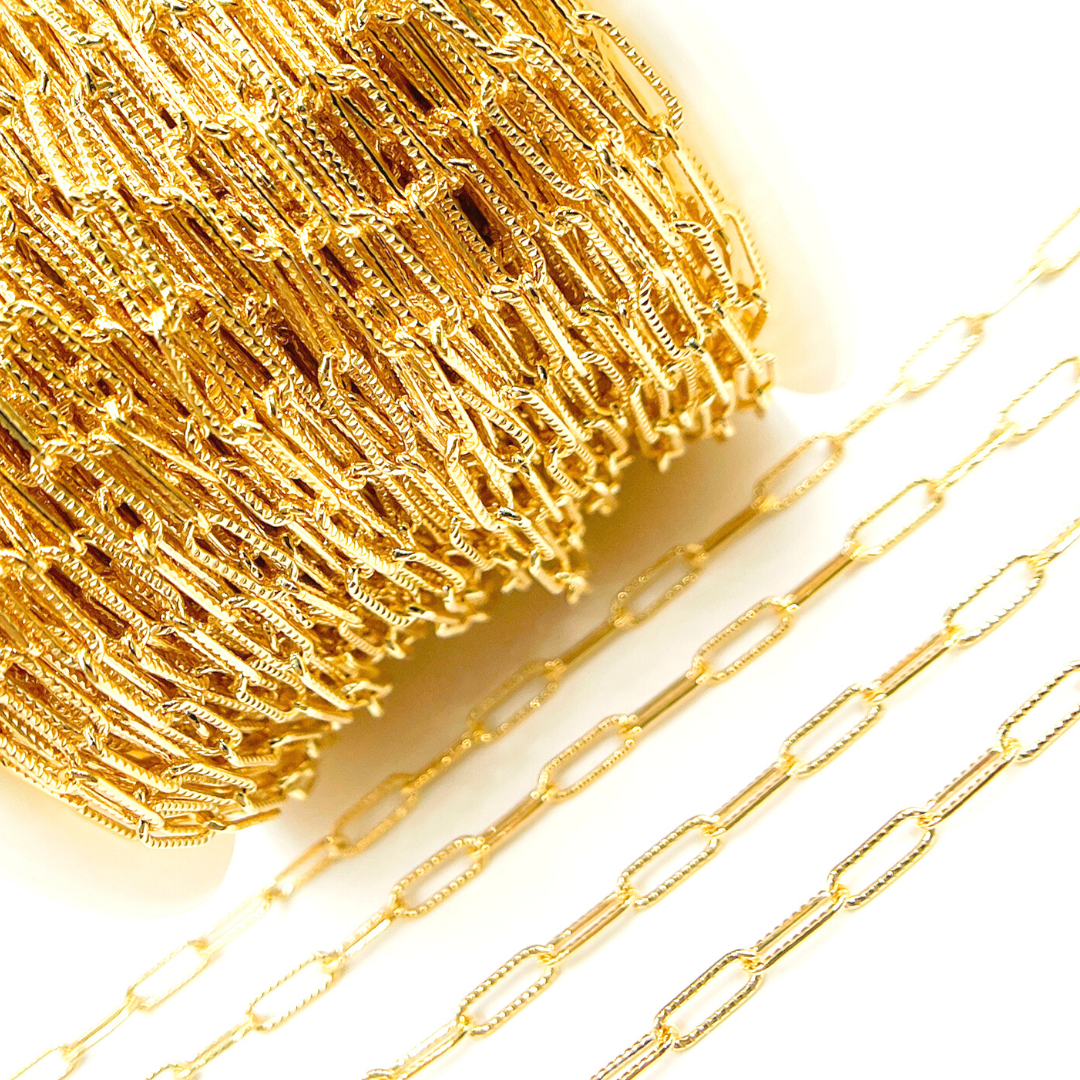 2903LGF. 14K Gold Filled Hammered Paperclip Chain