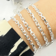 Y8SS. Sterling Silver Diamond Cut Box Link Chain