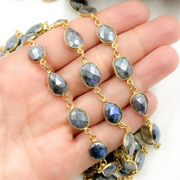 Coated Labradorite Mix Shape Bezel Gold Plated Wire Chain