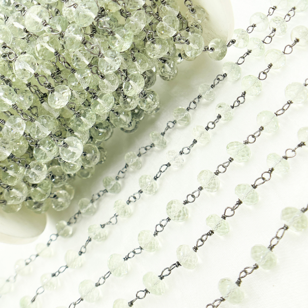 Green Amethyst Oxidized Wire Chain. AME21