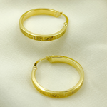 Load image into Gallery viewer, 14K Solid Gold Flat Round Hoop Earrings with Texture.