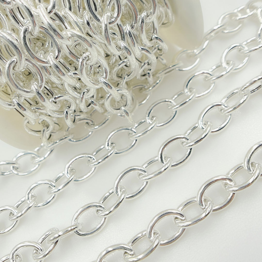 925 Sterling Silver Smooth Oval Hallow Link Chain. Y89SS