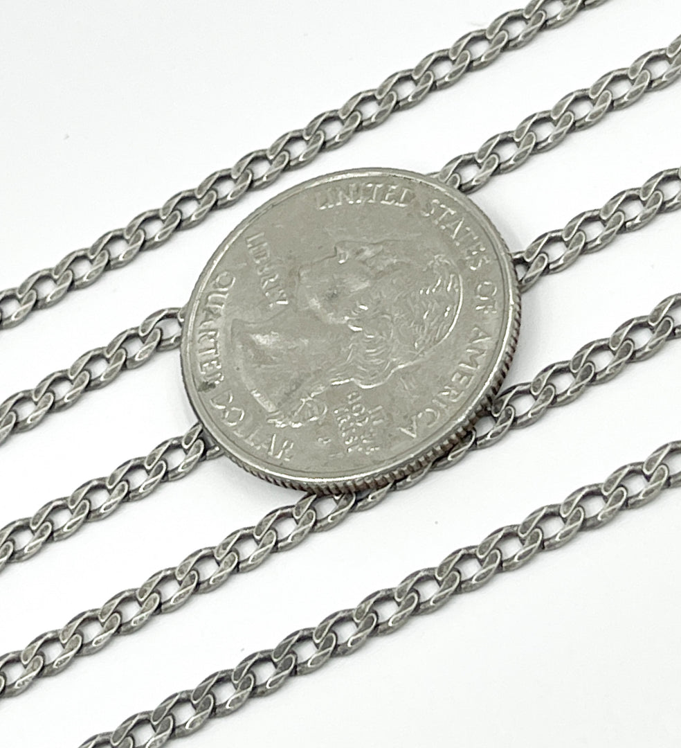 Oxidized 925 Sterling Silver Curb Link Chain. X12OX