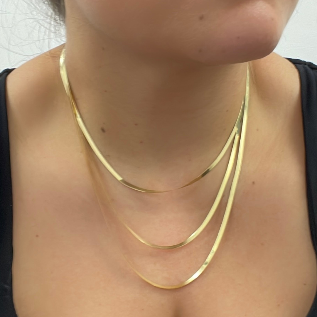 024G2CPY4L001. 14k Solid Yellow Gold Herringbone Chain