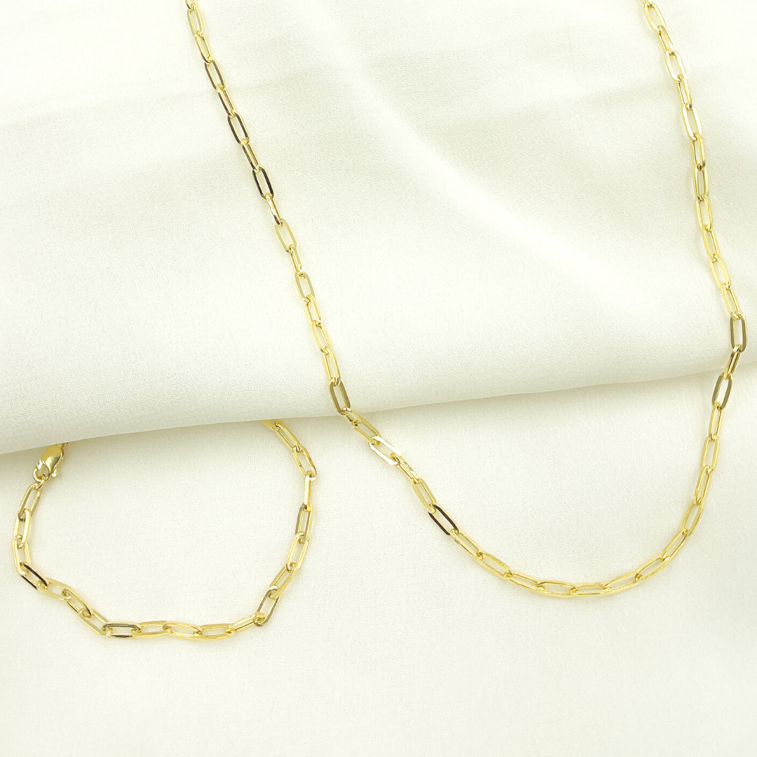 14K Solid Gold Flat Paperclip Necklace