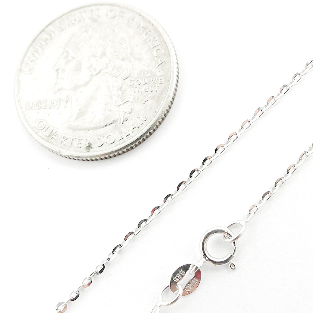 14K Solid White Gold Cable Chain
