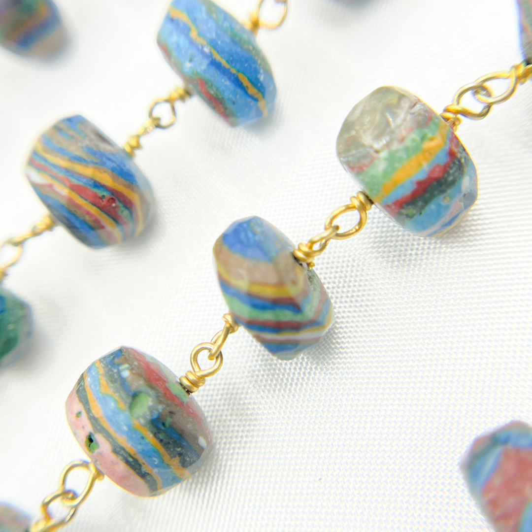 Rainbow Calsilica Gold Plated 925 Sterling Silver Wire Chain.