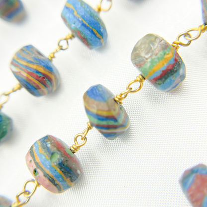 Rainbow Calsilica Gold Plated 925 Sterling Silver Wire Chain.