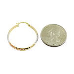 Load image into Gallery viewer, 14K Gold Diamond Cut Tri-Color Hoop Earrings. 