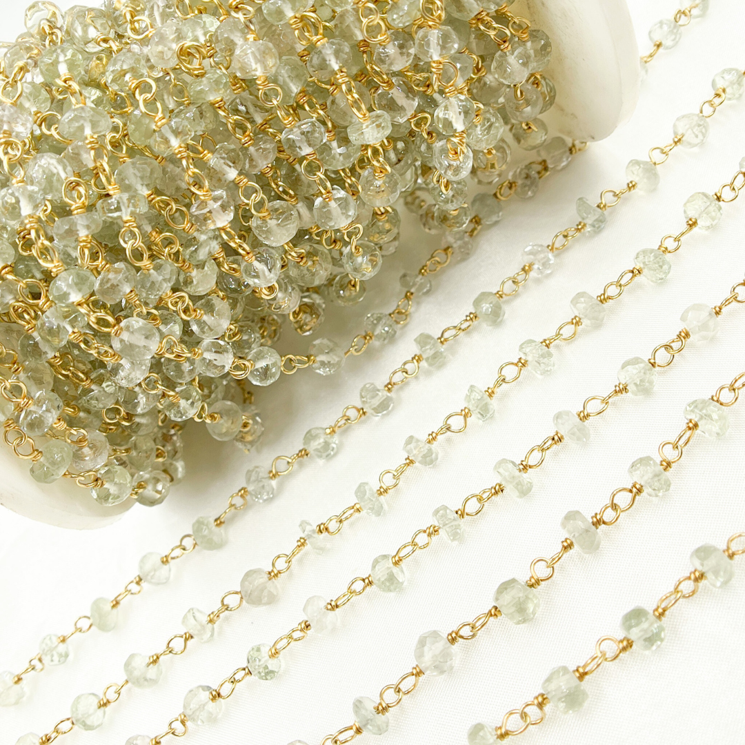 Green Amethyst Gold Plated Wire Chain