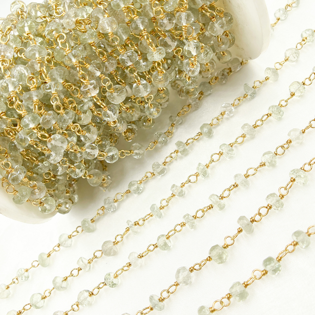 Green Amethyst Gold Plated Wire Chain. GME1