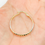 Load image into Gallery viewer, 14K Gold Diamond Cut Tri-Color Hoop Earrings. 
