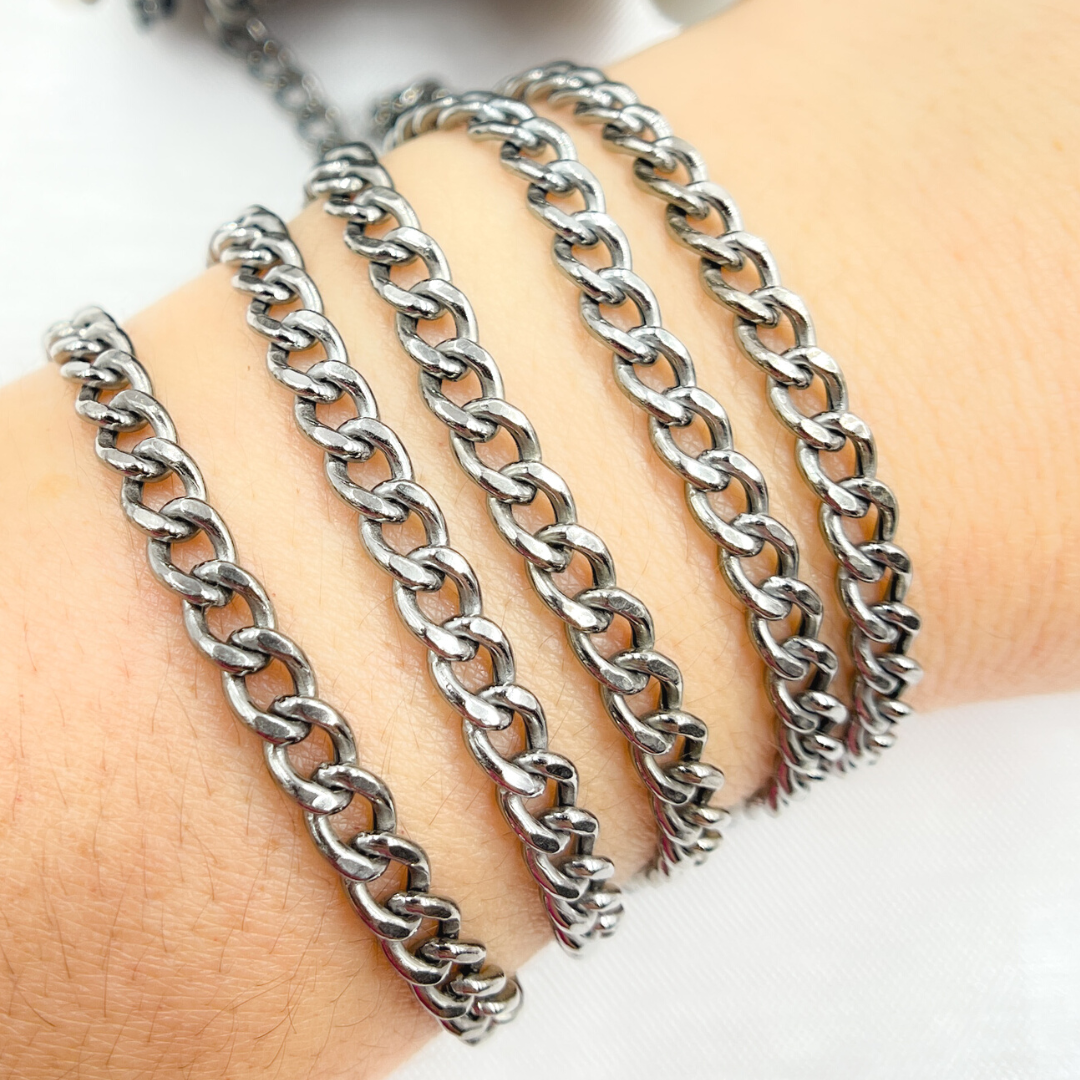 Oxidized Sterling Silver Curb Link Chain