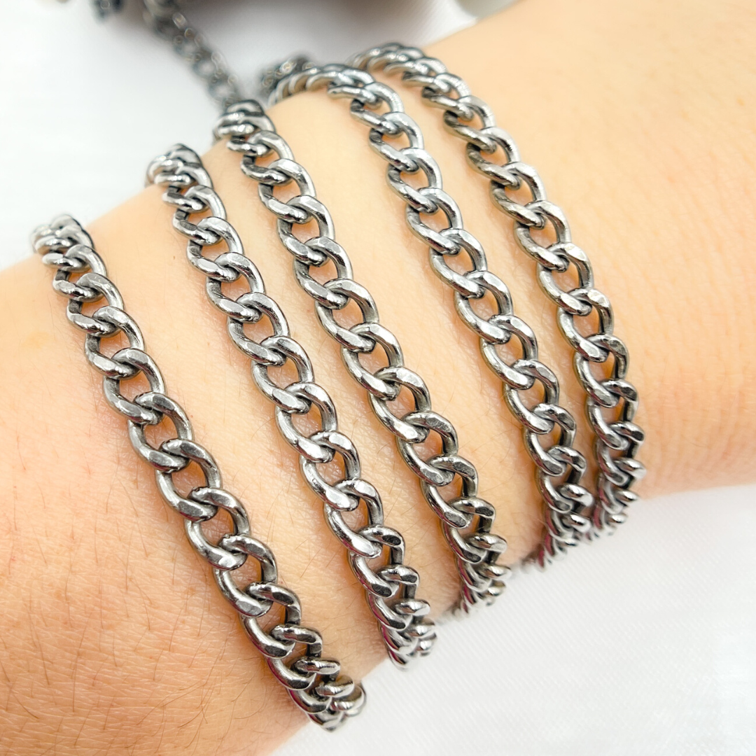 Oxidized 925 Sterling Silver Curb Link Chain. V44OX