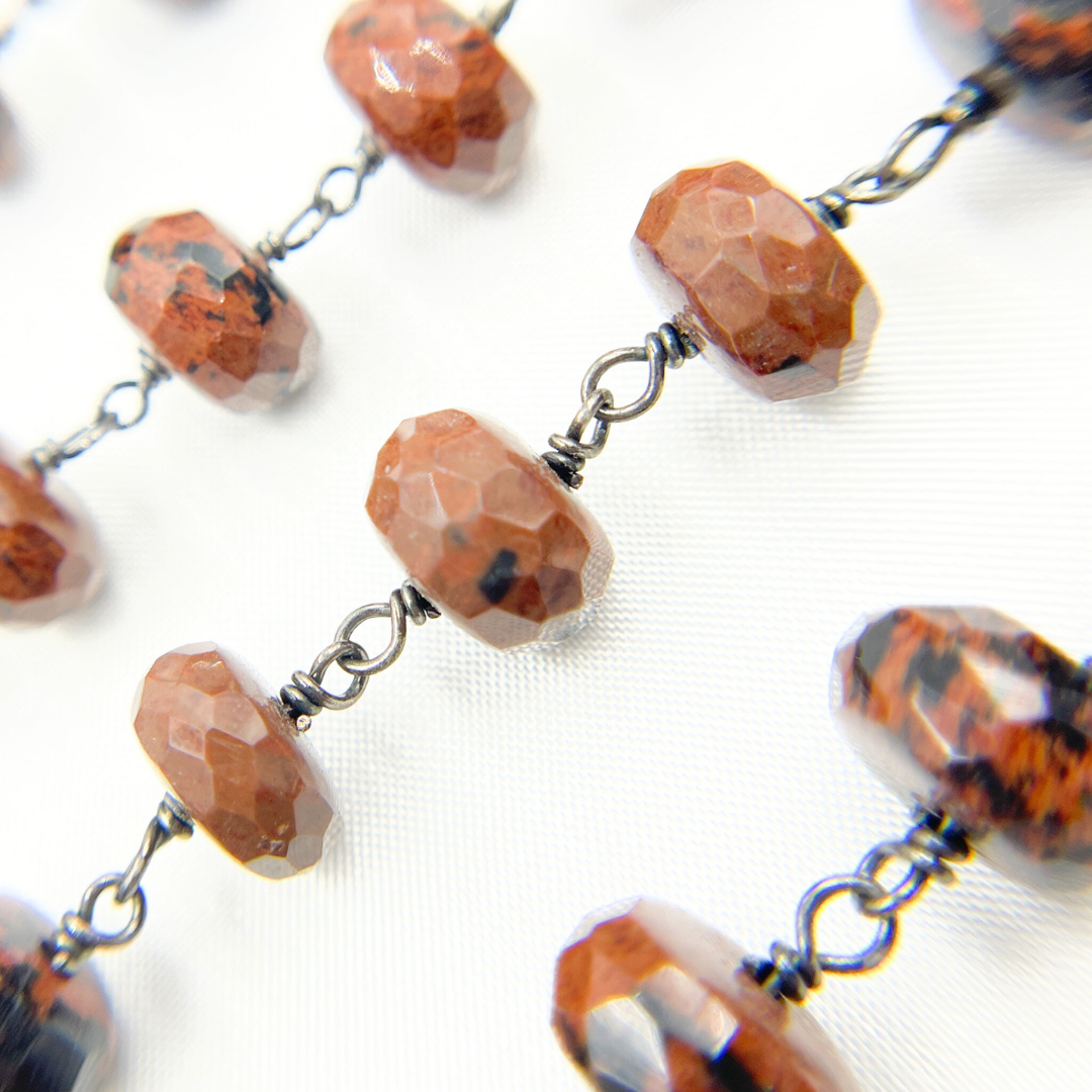 Jasper Oxidized 925 Sterling Silver Wire Chain. JAS1