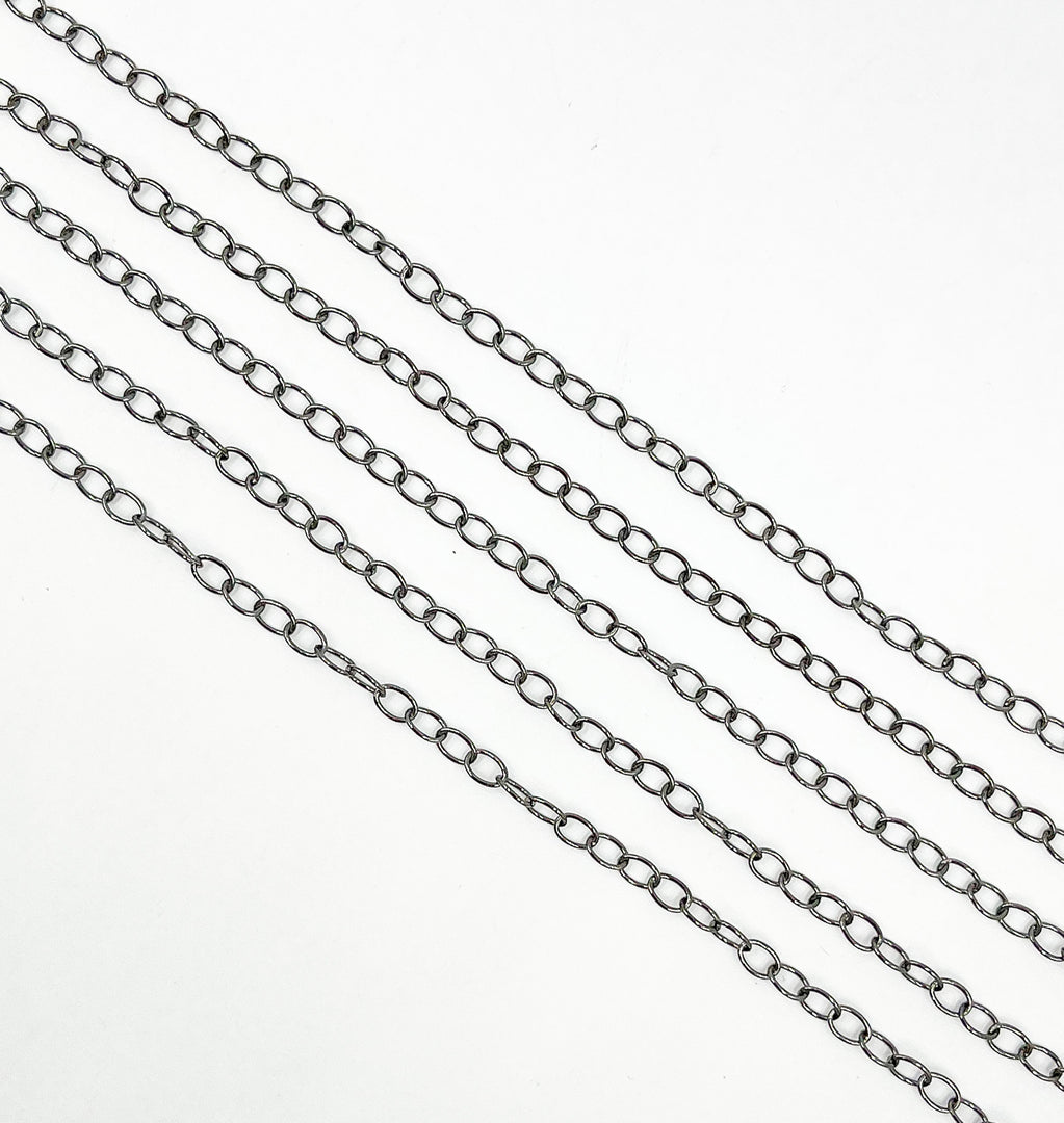 Black Rhodium 925 Sterling Silver Cable Chain. BR29