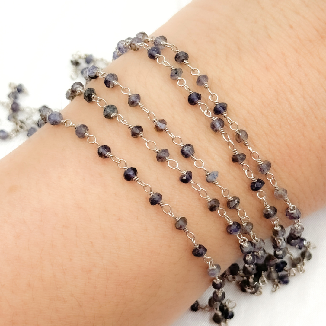 Iolite 925 Sterling Silver Wire Chain