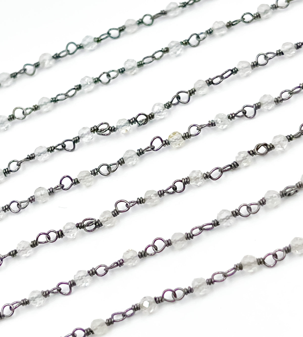 Labradorite Oxidized Wire Wrap Chain.