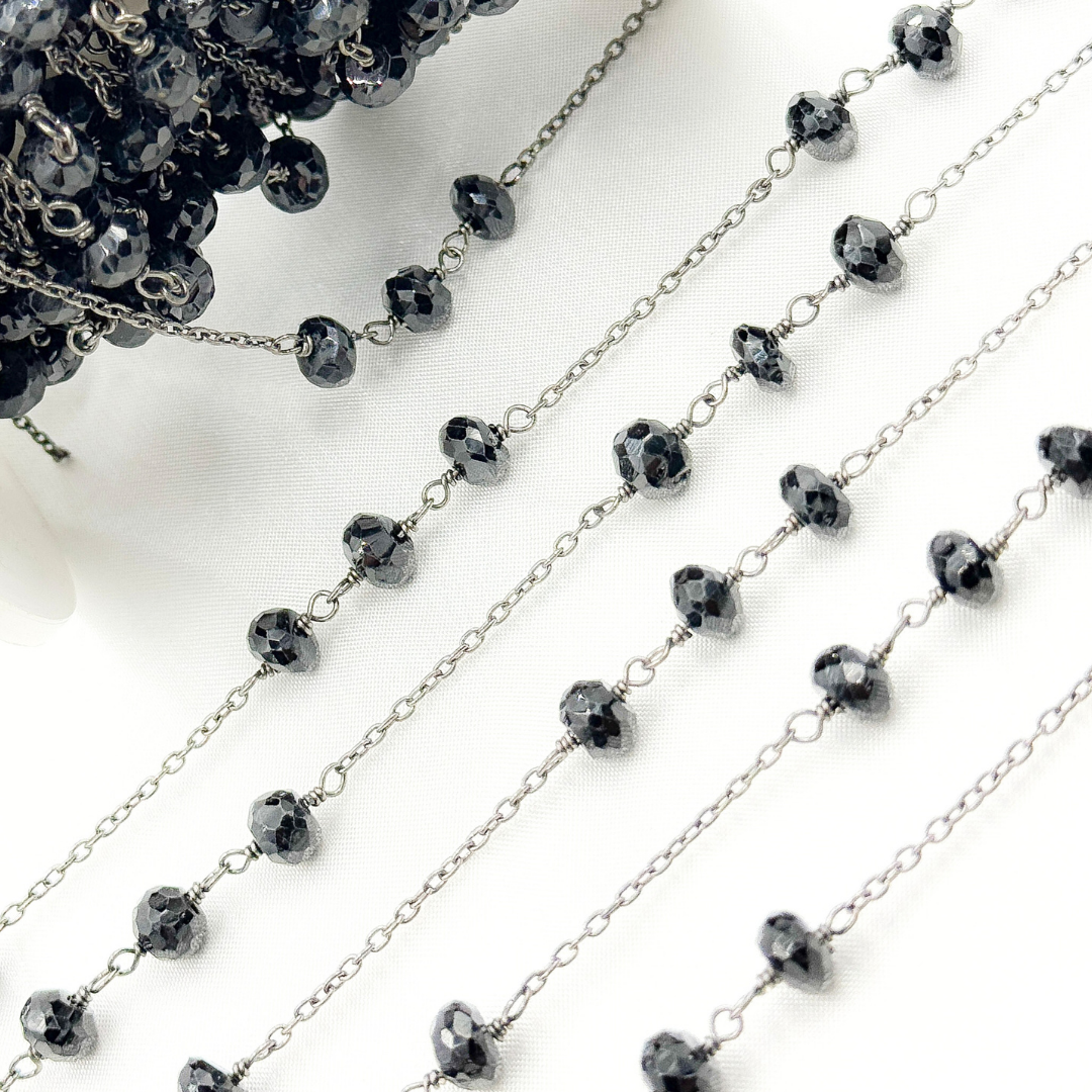 Black Spinel Oxidized Connected Wire Chain. BSP32