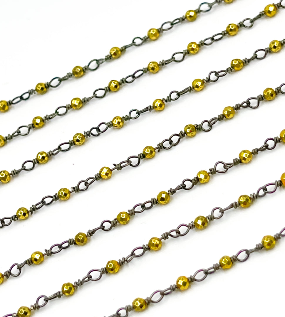 Gold Pyrite Wire Wrap Chain. PYR14