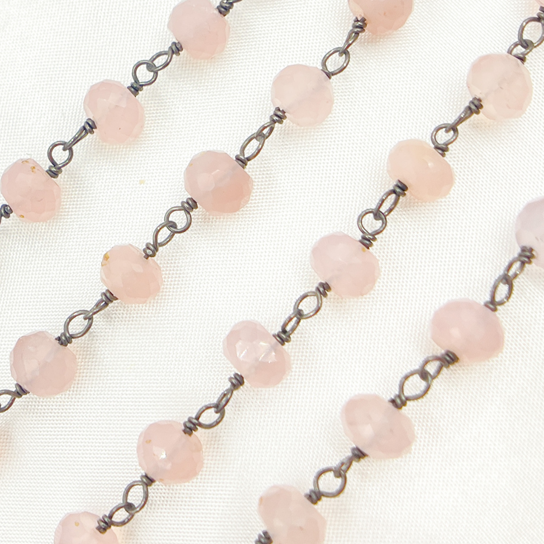 Rose Chalcedony Oxidized  Wire Chain.