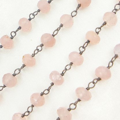Rose Chalcedony Oxidized  Wire Chain.