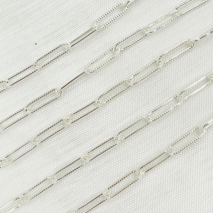 925 Sterling Silver Paperclip Hammered Link Chain.
