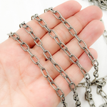 Load image into Gallery viewer, Oxidized 925 Sterling Silver Round Hammered Paper Clip Chain. V137DCOX
