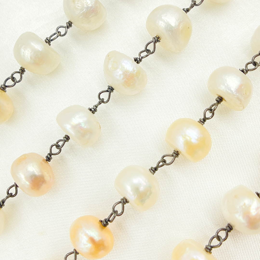 Peach Pearl Oxidized Oxidized Wire Chain.