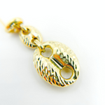 Load image into Gallery viewer, 14K Solid Gold Puffed Mariner Diamond Cut Link Earrings. 