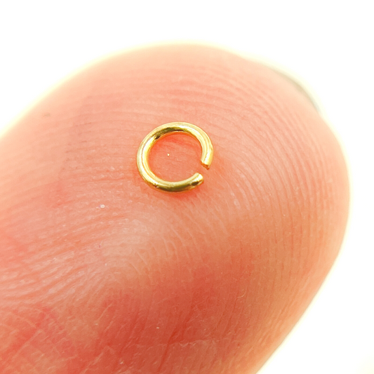 Gold Plated 925 Sterling Silver Open Jump Ring 26 Gauge 3mm.