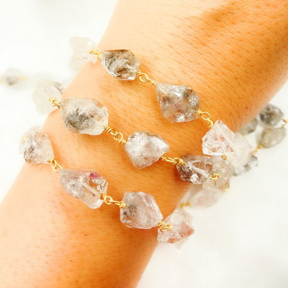Diamond Quartz Gold Plated Wire Chain.