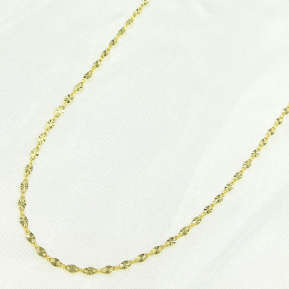 14k Solid Yellow Gold Marina Diamond Cut Link Chain