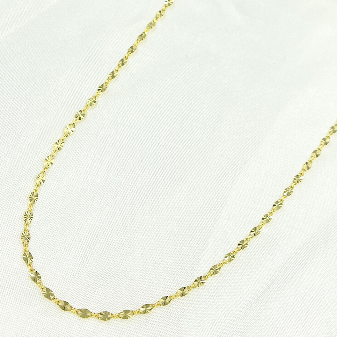 040FA1P122. 14k Solid Yellow Gold Marina Diamond Cut Link Chain