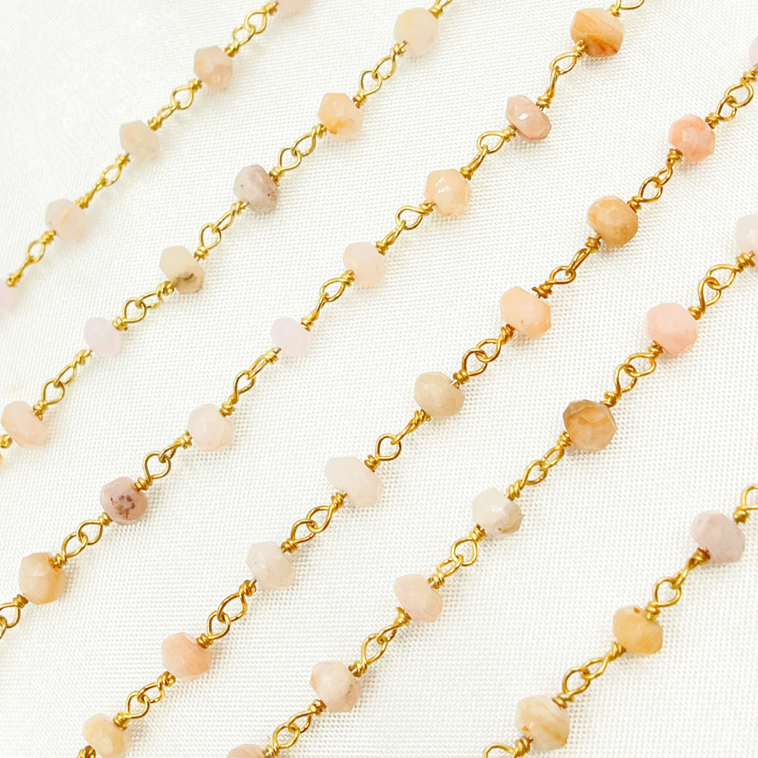 Pink Opal Gold Plated Wire Chain.