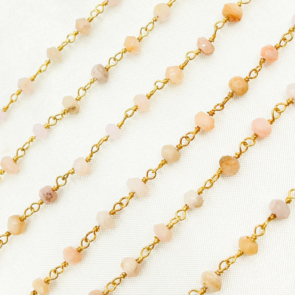 Pink Opal Gold Plated Wire Chain.