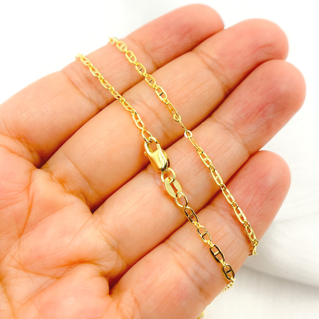 14K Solid Gold Flat Marina Chain
