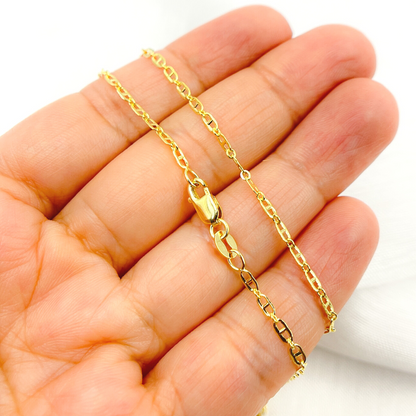 14K Solid Gold Flat Marina Chain