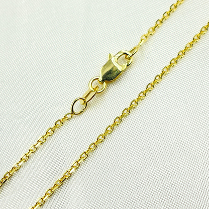 14K Solid Gold Diamond Cut Cable Chain