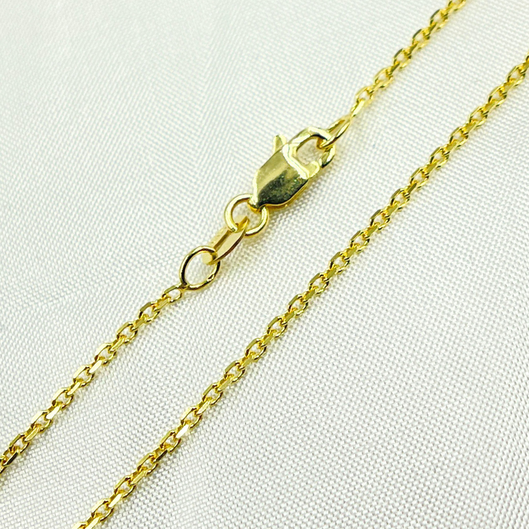 040R01T5. 14K Solid Gold Diamond Cut Cable Chain