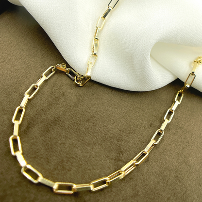 14K Solid Gold Flat Box Link Chain