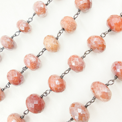 Coated Agate Peach Oxidized Wire Chain