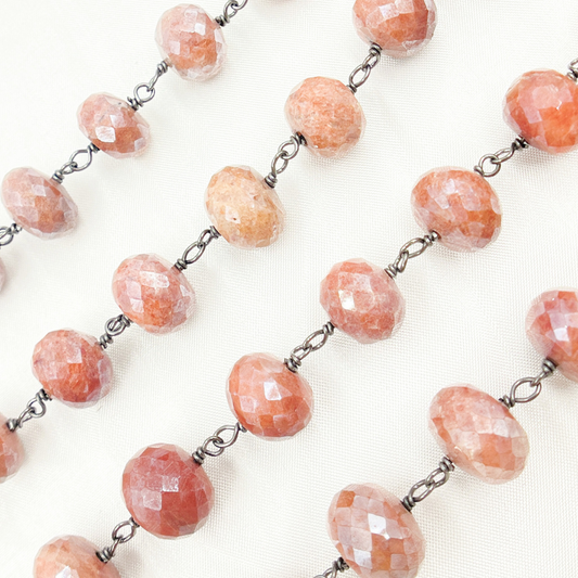Coated Agate Peach Oxidized Wire Chain