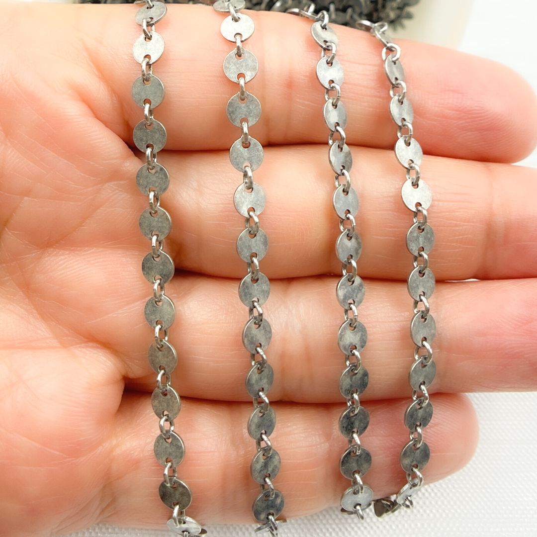 Oxidized 925 Sterling Silver Disc Chain
