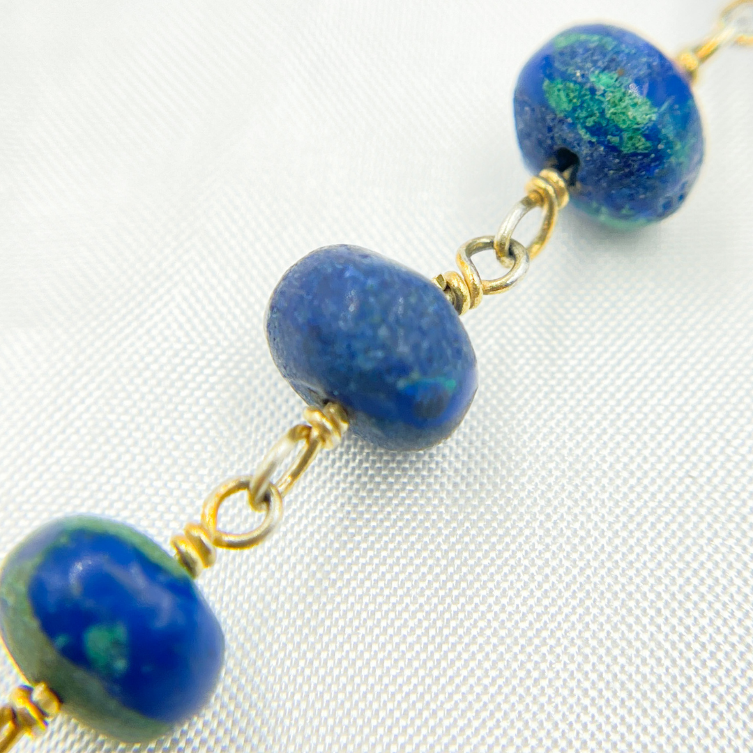 Azurite Malachite Gold Plated Wire Chain. AZM1