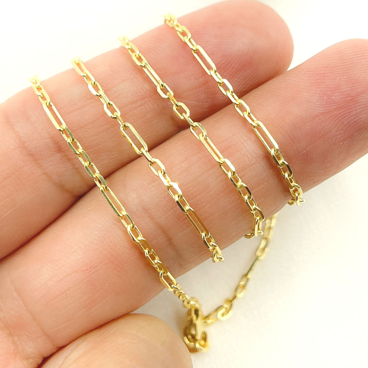 14K Solid Yellow Gold Diamond Cut Cable Link Chain