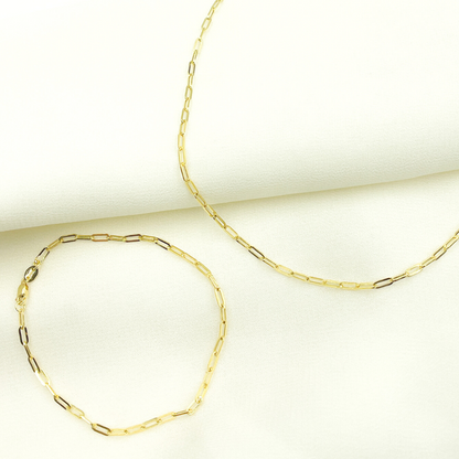 14K Solid Gold Flat Paperclip Necklace