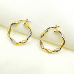 Load image into Gallery viewer, GER32. 14K Solid Gold Twist Round Classic Earrings Circle Shape Hoop
