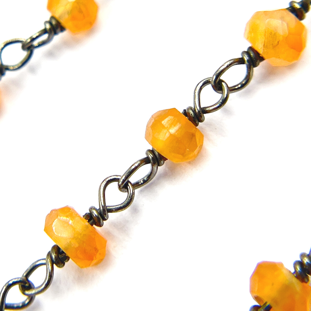 Carnelian Black Rhodium 925 Sterling Silver Wire Chain
